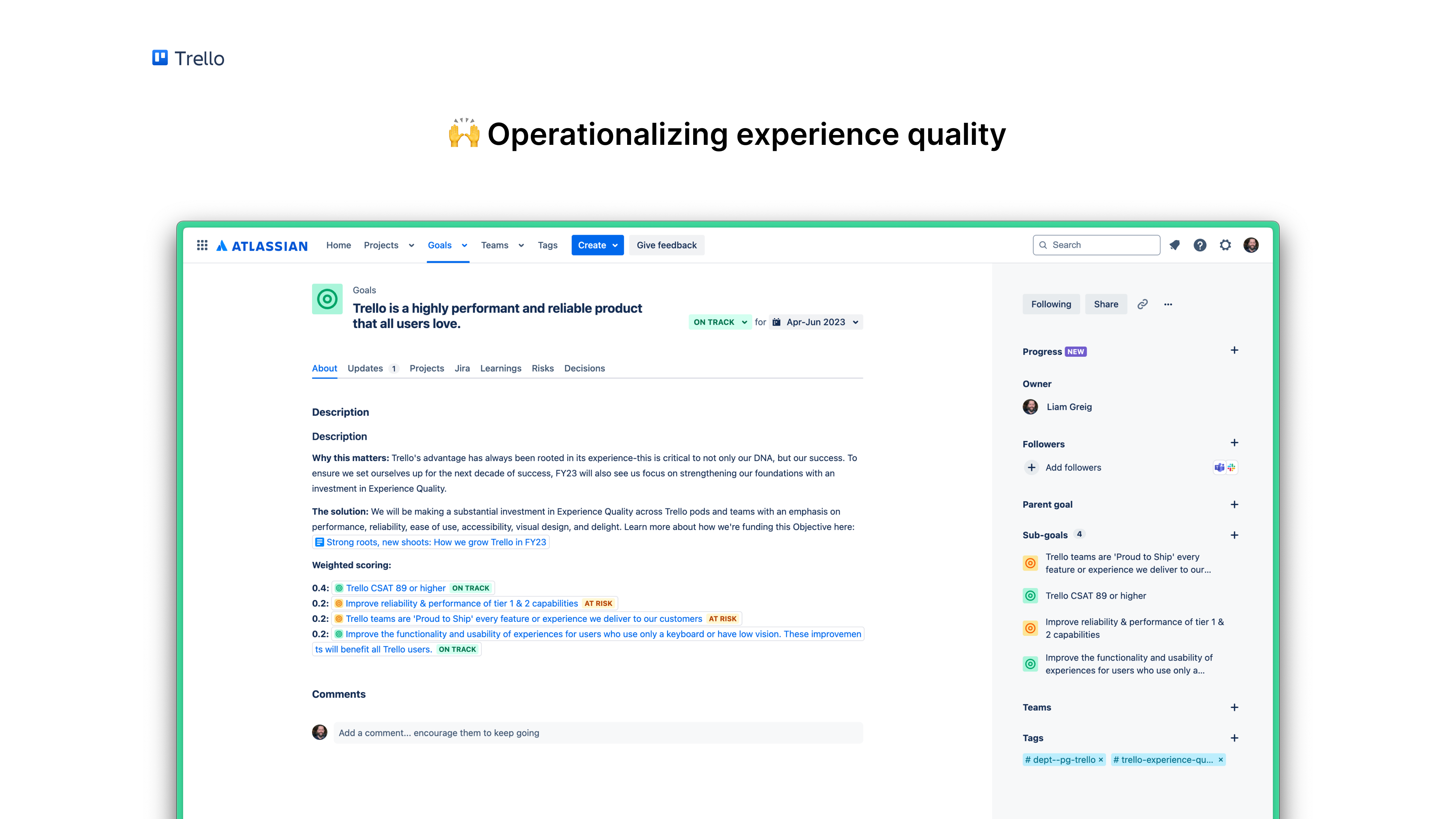 Trello quality objective